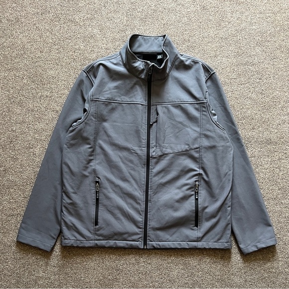 Swiss Tech Grey Softshell Jacket Men XL Water Resistant Fleece Lined Windbreaker - Picture 1 of 16